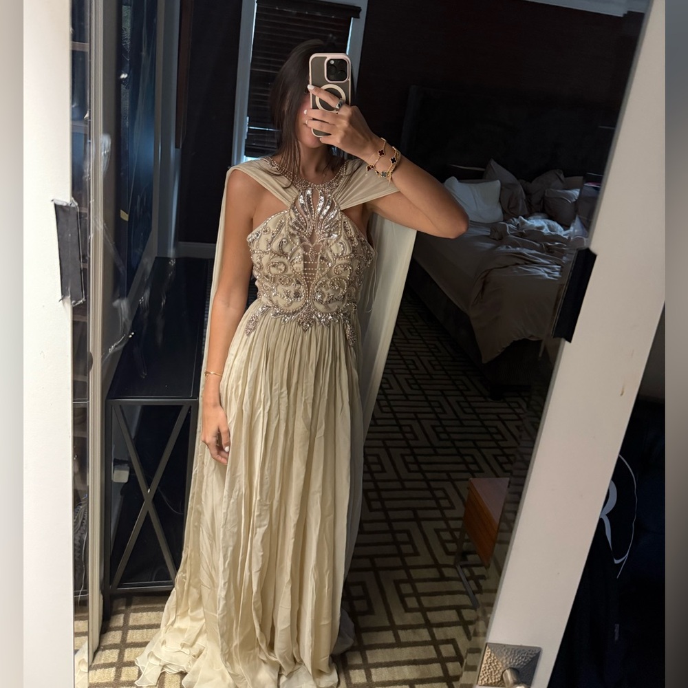 Zuhair Murad Pink and Gold Embellished Pleated Gown - Picture 5 of 5